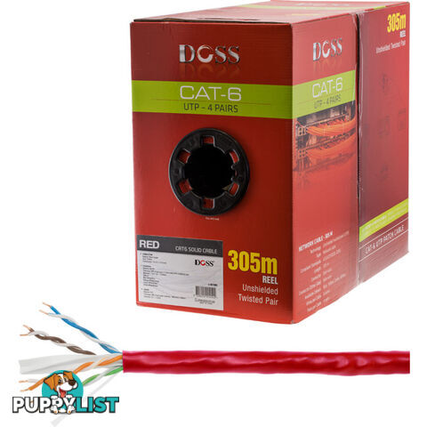 C6RRED 305M CAT6 SOLID CABLE RED SOLD AS 305M ROLL ONLY