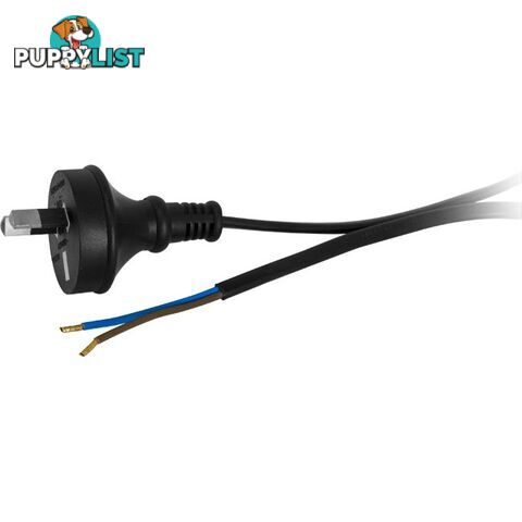 22PB 7.5A 2 CORE MAINS LEAD - 2M BARE WIRE POWER LEAD BLACK