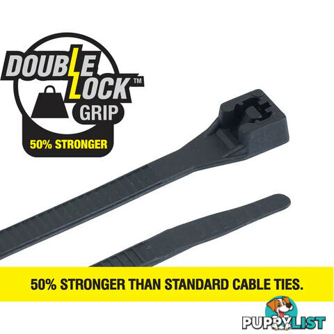 CT200BKDL 203 X 4.3MM DOUBLE LOCK CABLE TIE 100PK BLACK