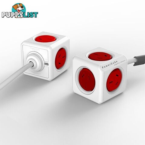 PCERD 5 WAY SURGE PROTECTOR RED POWERCUBE EXTENDED