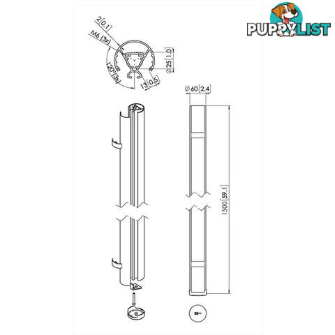 PUC2415B 150CM BLACK POLE VOGEL'S