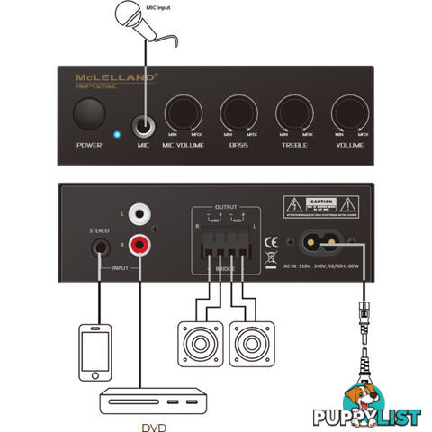 AMP-D25MC 2CH AMP WITH MIC INPUT