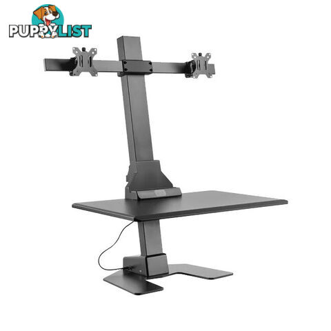 EDT10T02B DUAL MONITOR ELEC SIT STAND DESKTOP WORK STATION- BLACK