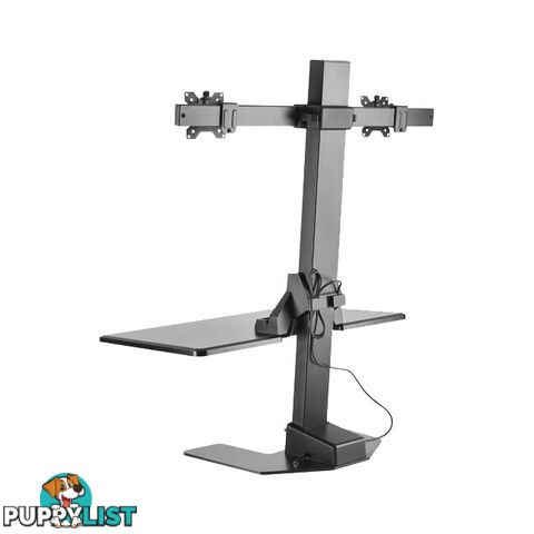 EDT10T02B DUAL MONITOR ELEC SIT STAND DESKTOP WORK STATION- BLACK