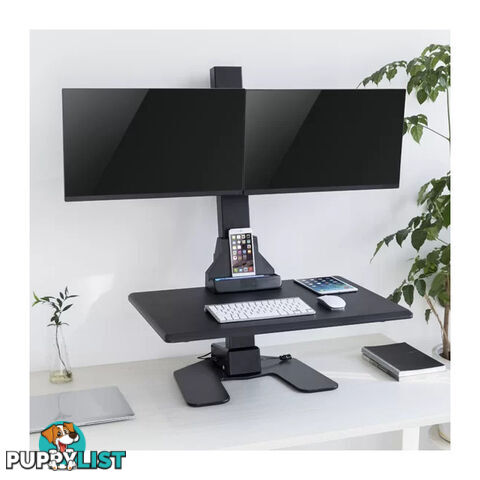 EDT10T02B DUAL MONITOR ELEC SIT STAND DESKTOP WORK STATION- BLACK