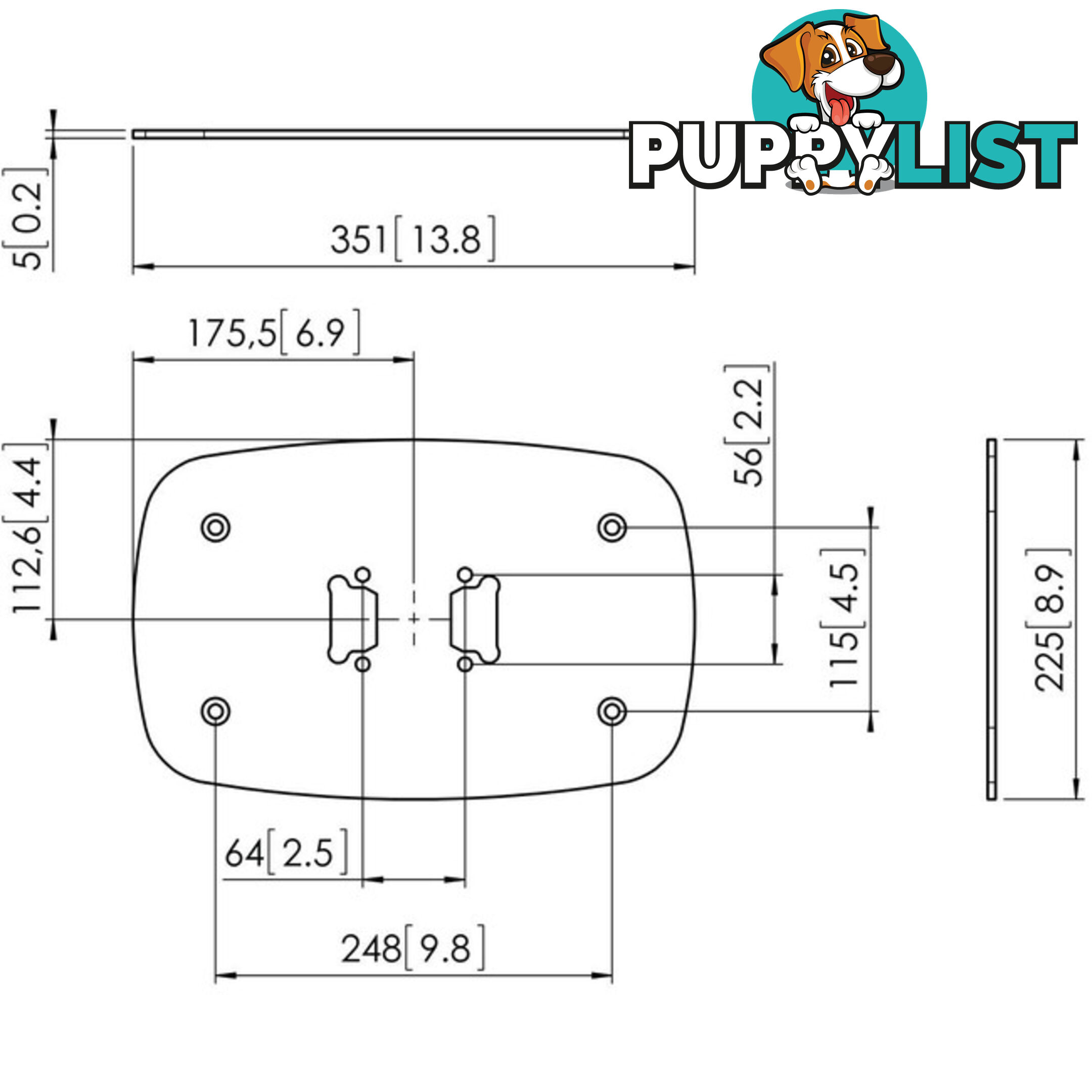 PFF7060B LARGE FIXED FLOOR MOUNT PLATE SINGLE POLE MAX 150KG