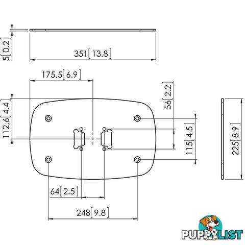 PFF7060B LARGE FIXED FLOOR MOUNT PLATE SINGLE POLE MAX 150KG