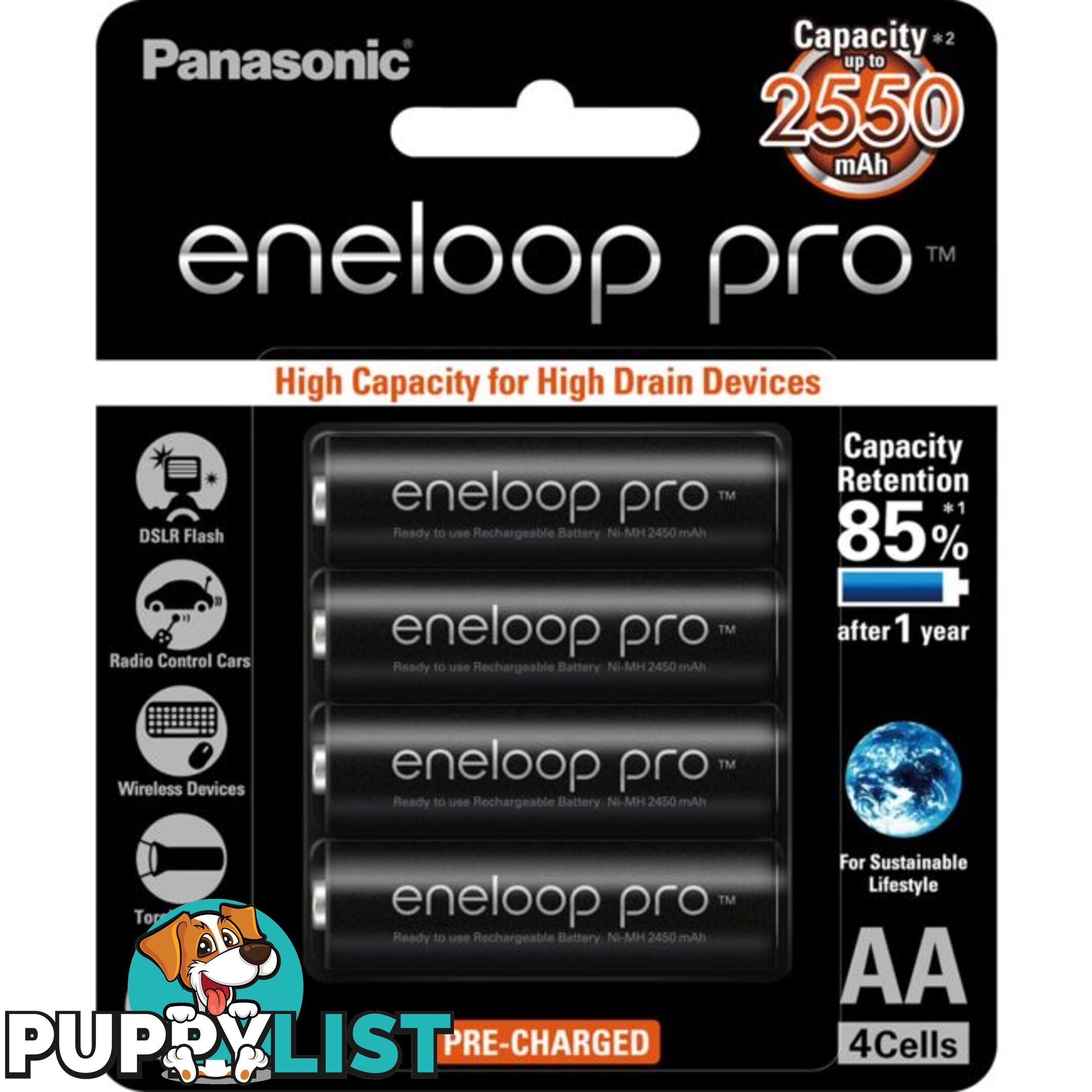 BK3HCCE4BT 4PK AA ENELOOP PRO BATTERIES 2550MAH