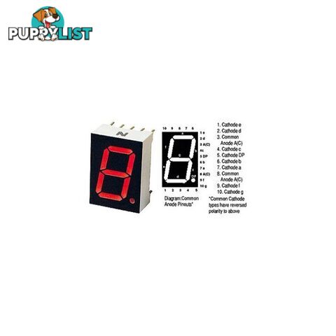 FND500 0.5" 7-SEGMENT LED DISPLAY COMMON CATHODE WHITE