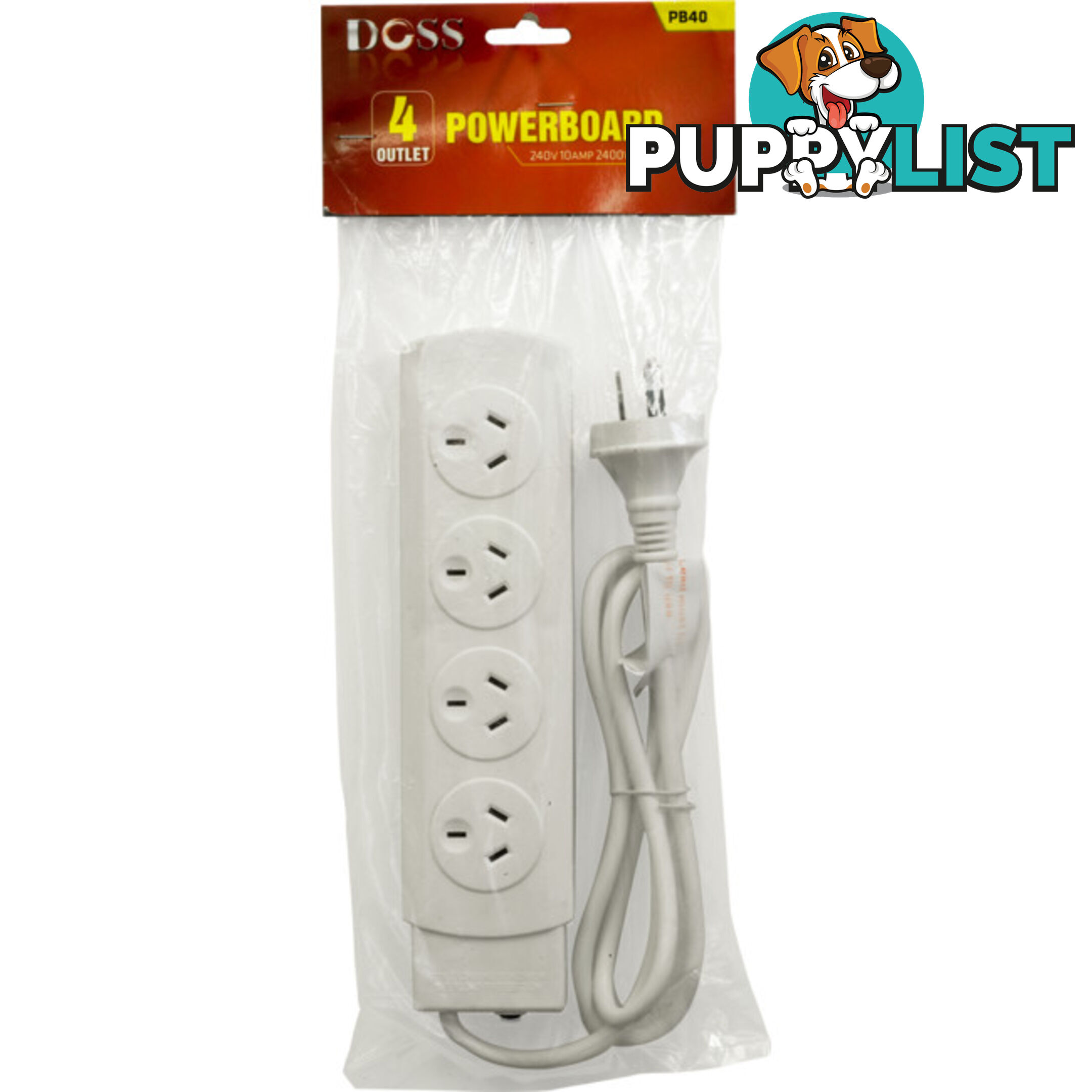 PB40 4 WAY POWER BOARD WHITE WITH OVERLOAD PROTECTION