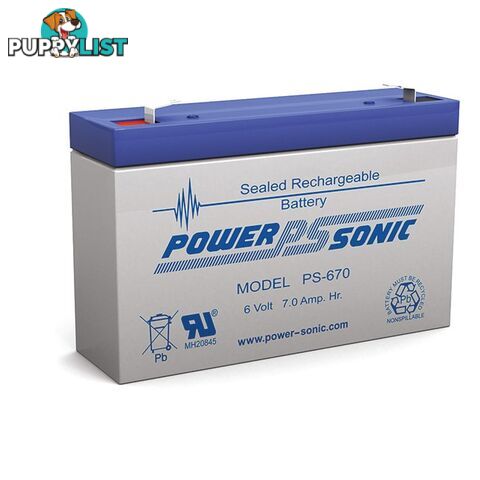 PS670 6V 7AMP SLA BATTERY F1 TERMINAL SEALED LEAD ACID