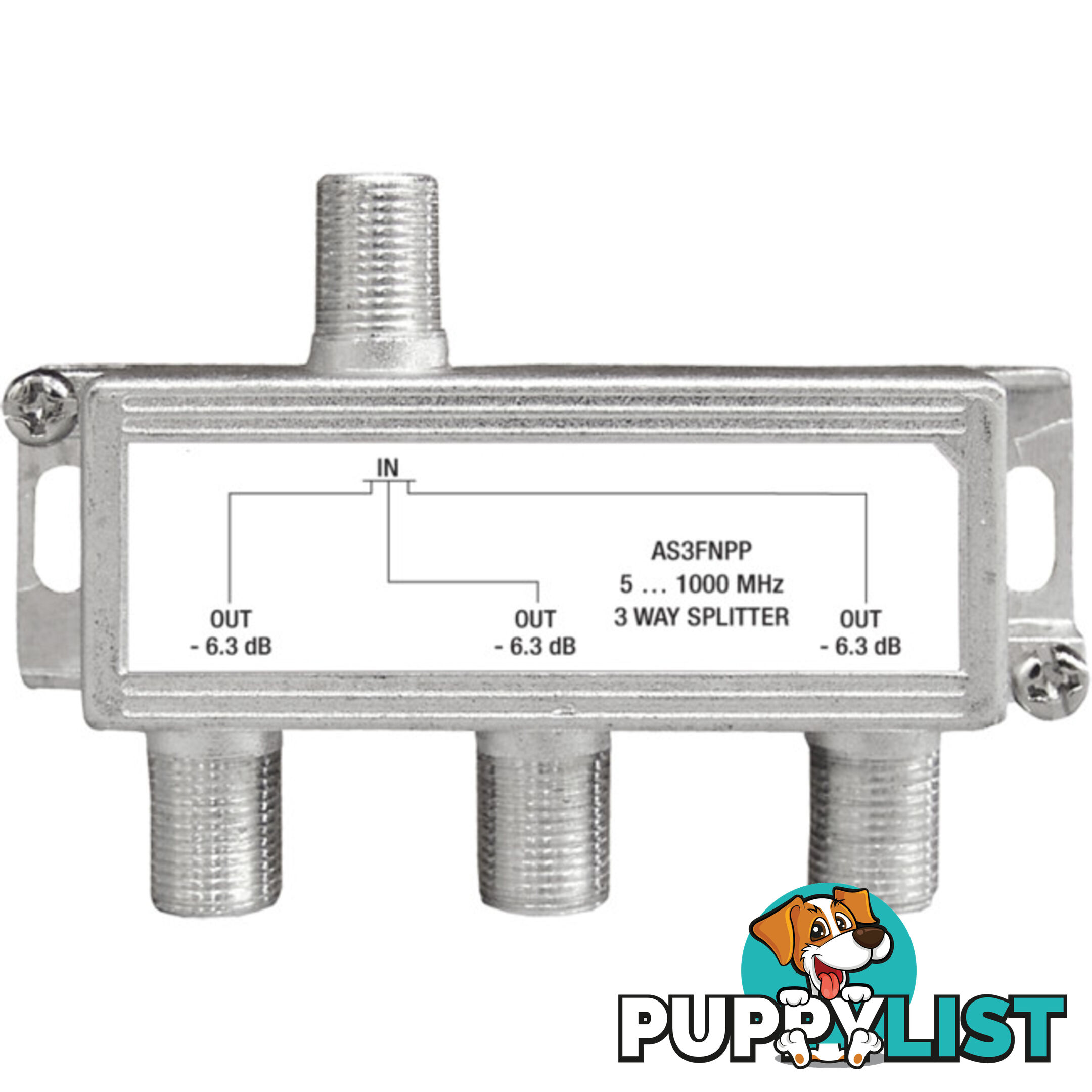 AS3FNPP 3 WAY F-TYPE SPLITTER FOXTEL APPROVED F30224