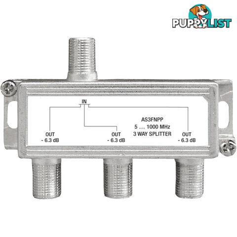 AS3FNPP 3 WAY F-TYPE SPLITTER FOXTEL APPROVED F30224