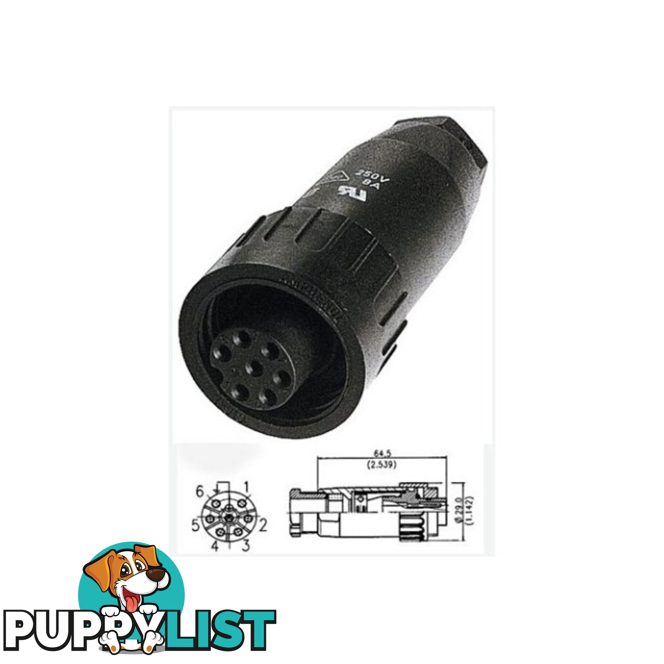 PW4357 7 PIN IP67 POWER LINE SOCKET WEATHER PROOF AMPHENOL