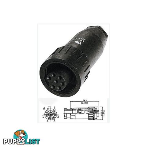 PW4357 7 PIN IP67 POWER LINE SOCKET WEATHER PROOF AMPHENOL