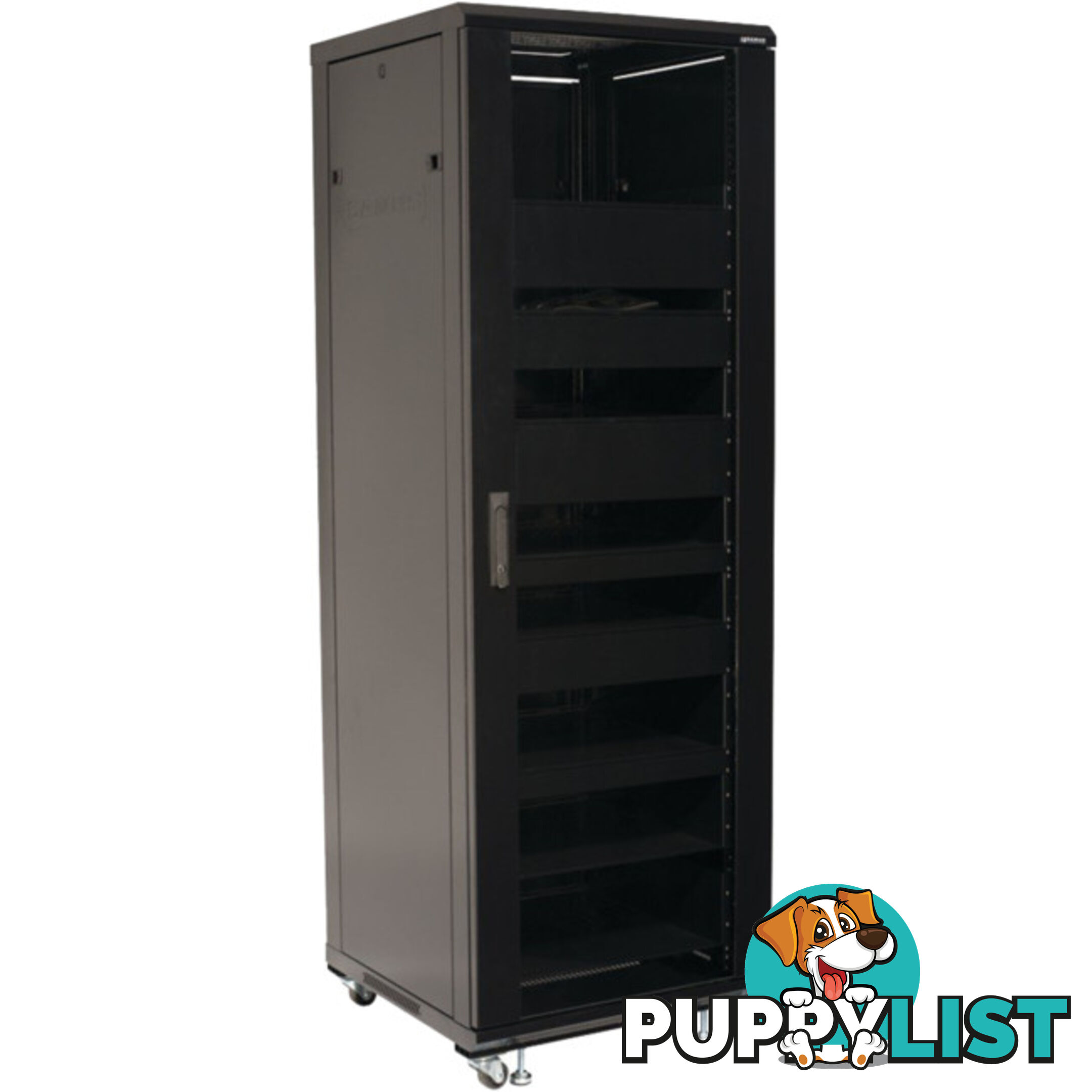 CFR2136B1 36U AV RACK WITH SHELVES ANDDOOR REMOVABLE BACK AND SIDE PANELS