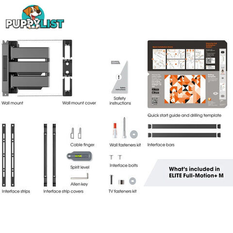 TVM5445W ELITE SERIES FULL MOTION+ 32"-65" WALL MOUNT WHITE - PIVOT UP TO 180Â° - MAX VESA 400X400