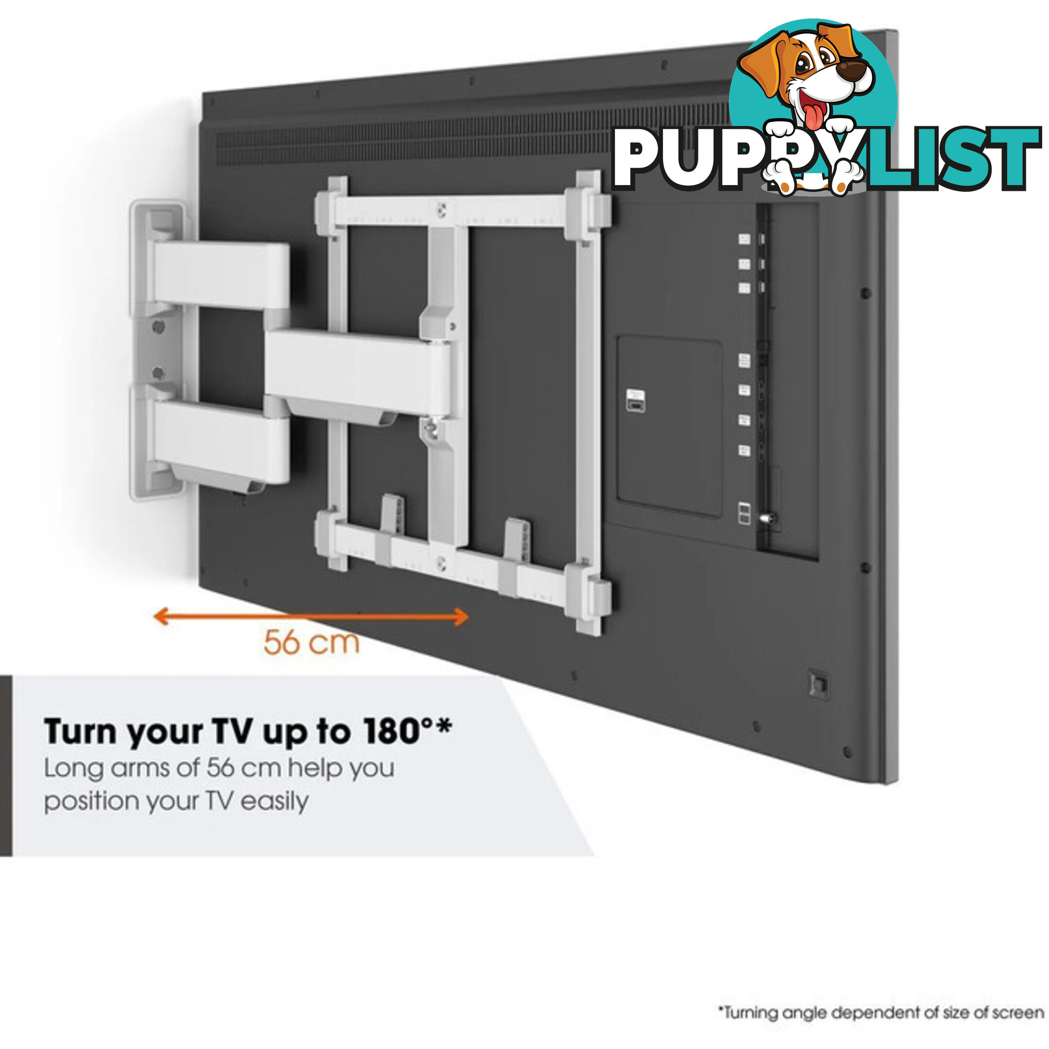 TVM5445W ELITE SERIES FULL MOTION+ 32"-65" WALL MOUNT WHITE - PIVOT UP TO 180Â° - MAX VESA 400X400