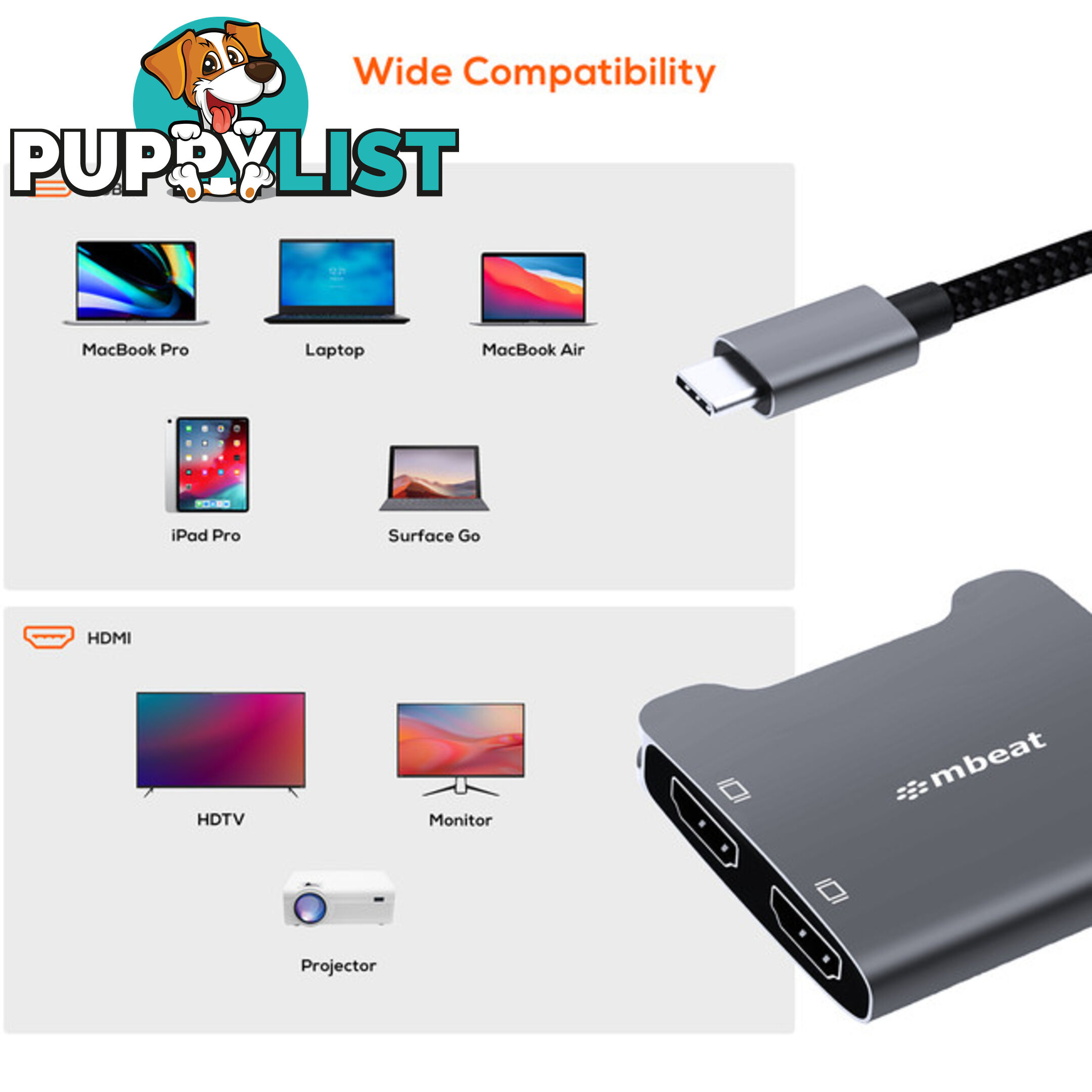 CDHD USB-C TO DUAL HDMI ADAPTER 4K TOUGHLINK