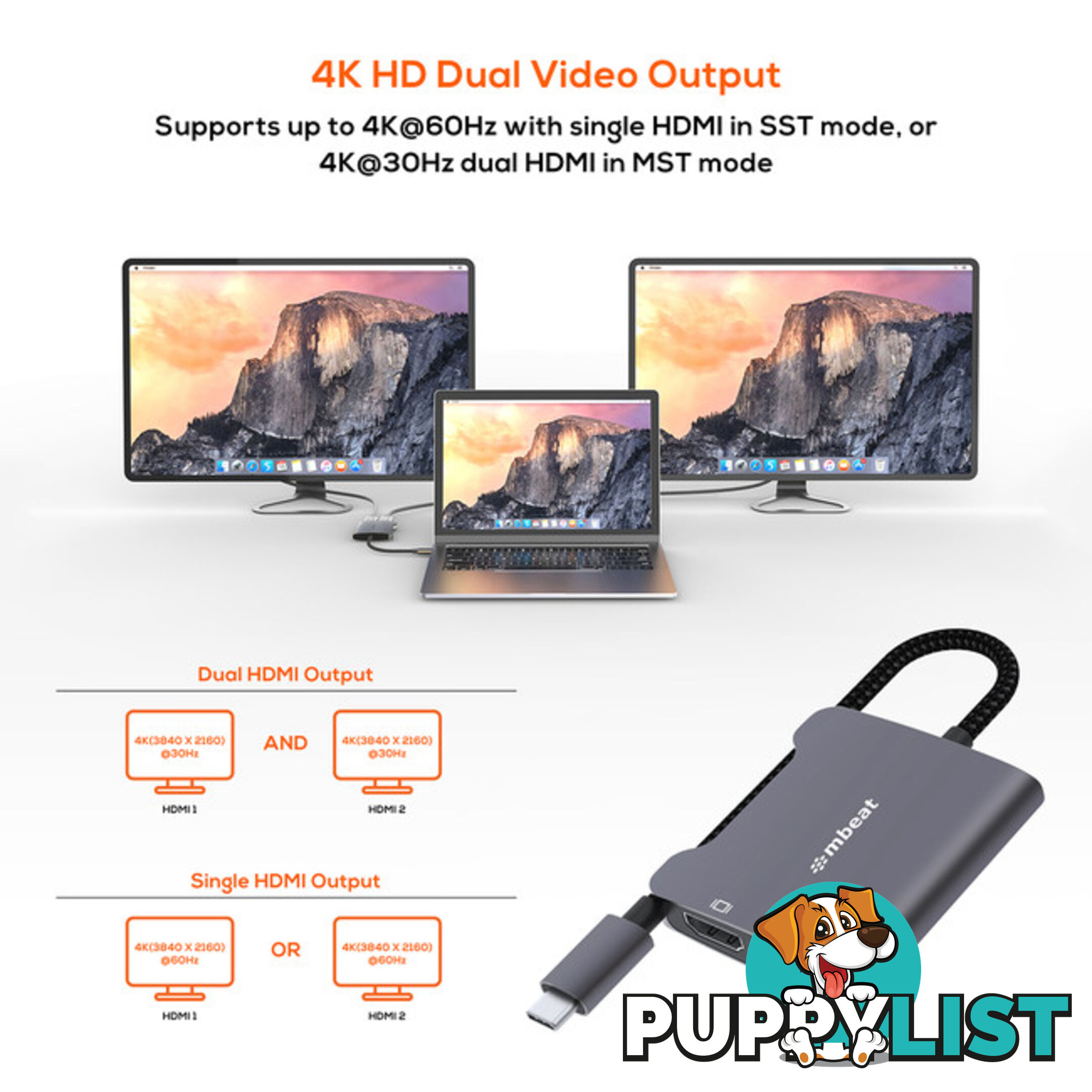 CDHD USB-C TO DUAL HDMI ADAPTER 4K TOUGHLINK