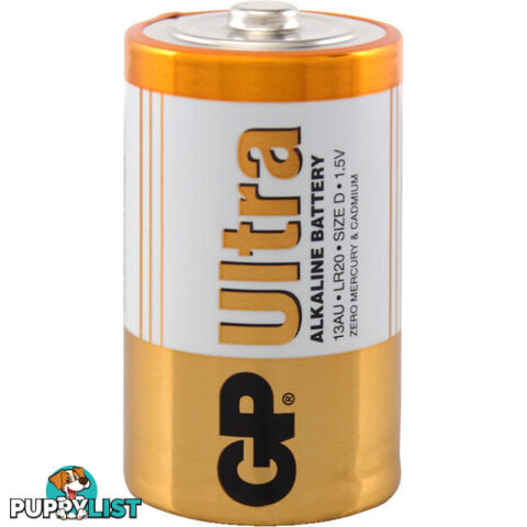 GP13AUC2 GP 1.5V ULTRA ALKALINE D BATTERY CARD OF 2