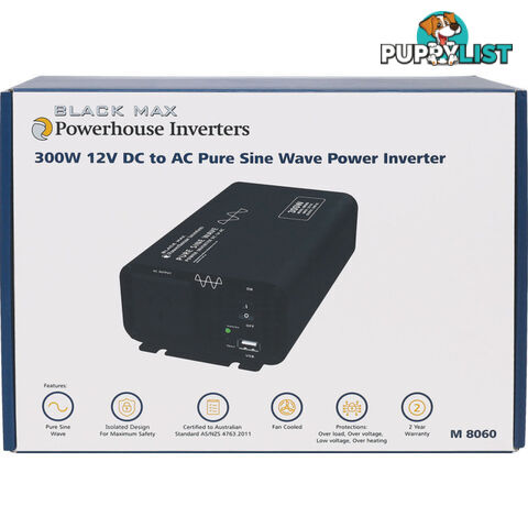 M8060 300W 12VDC TO 240VAC INVERTER WITH USB TRUE SINE WAVE