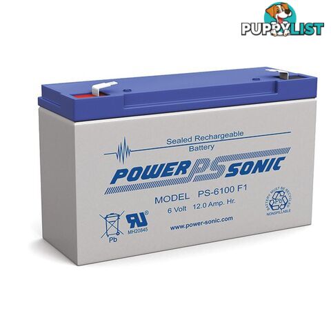 PS6100 6V 12AMP SLA BATTERY F1 TERMINAL SEALED LEAD ACID