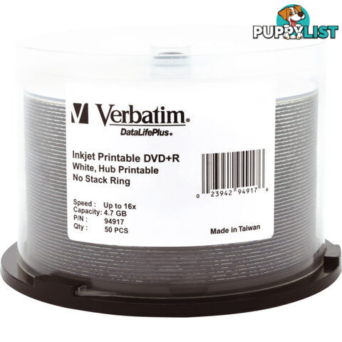 VDVD+R50P 50PK DVD+R PRINTABLE SPINDLE 16X 4.7GB