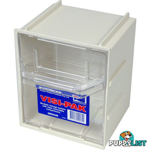 1H041 MEDIUM VISI PAK STORAGE DRAWER WITH CLIPS - FISCHER PLASTIC