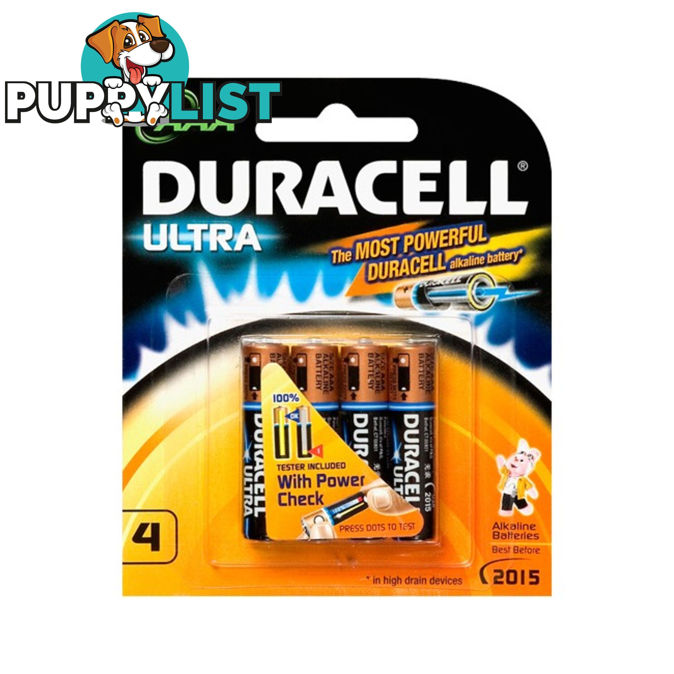 MX2400B4 AAA DURACELL ULTRA ALKALINE BATTERY PK4