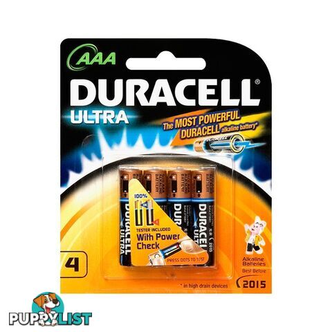 MX2400B4 AAA DURACELL ULTRA ALKALINE BATTERY PK4