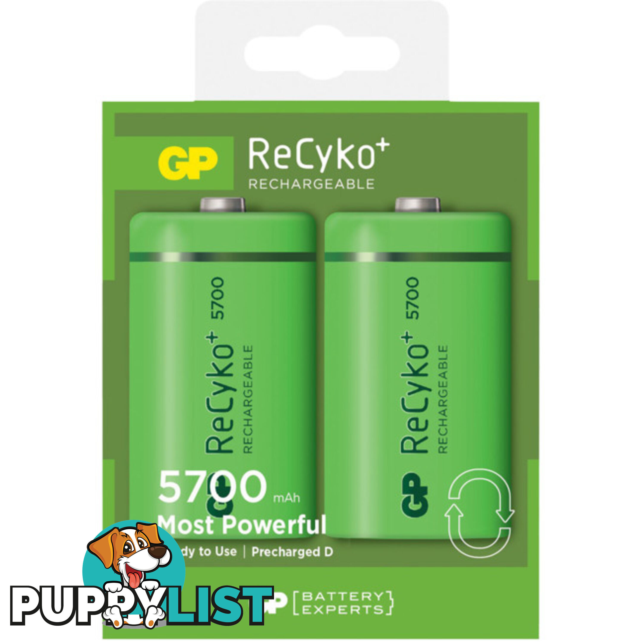 570DHCD RECYKO LSD 'D' BATTERY 2PK 5700MAH RECHARGEABLE NIMH GP