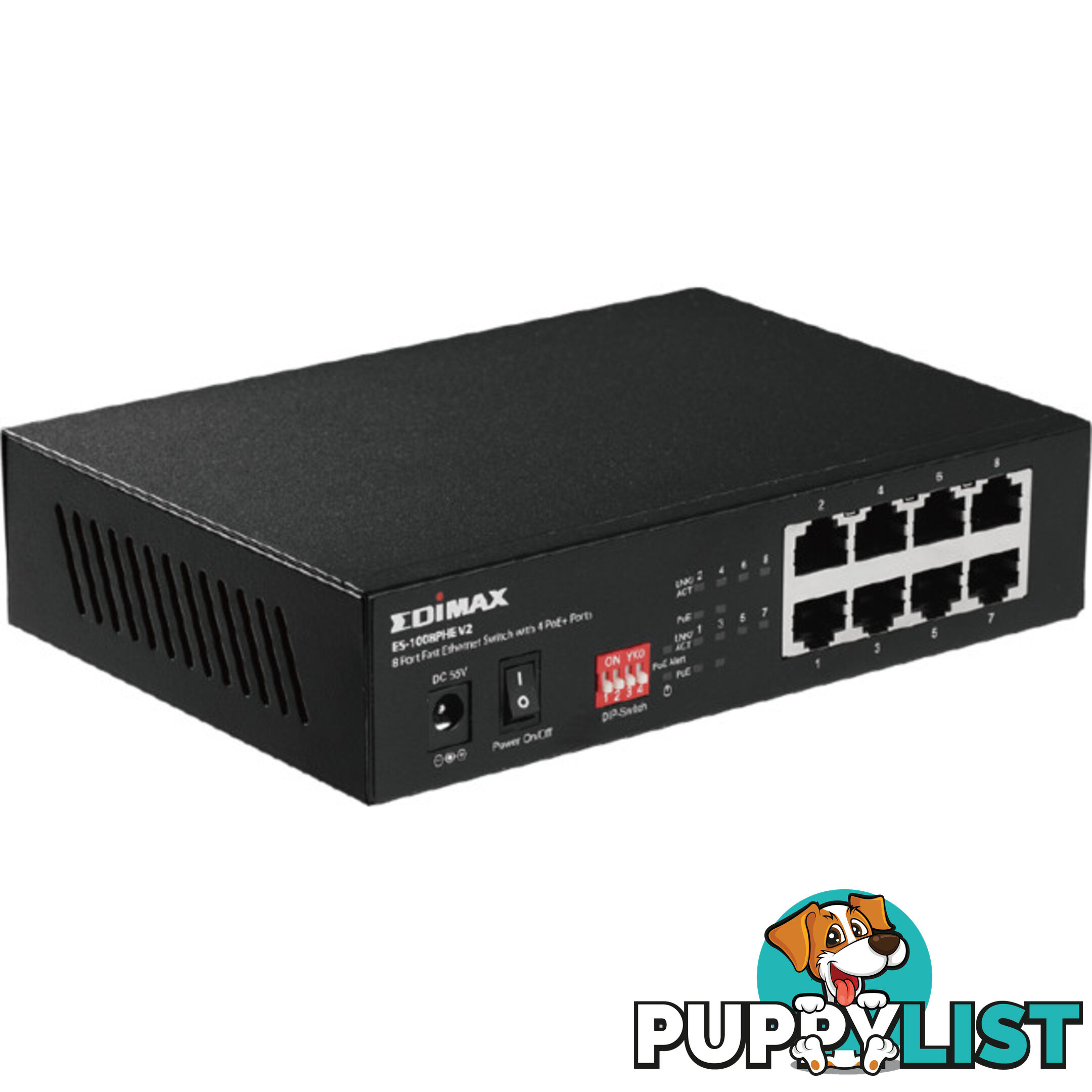 ES1008PHEV2 8 PORT POE SWITCH WITH DIP 4 X POE PORTS 200M