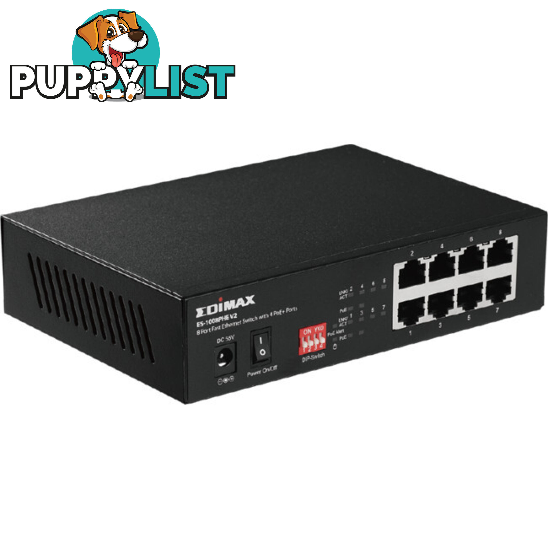 ES1008PHEV2 8 PORT POE SWITCH WITH DIP 4 X POE PORTS 200M