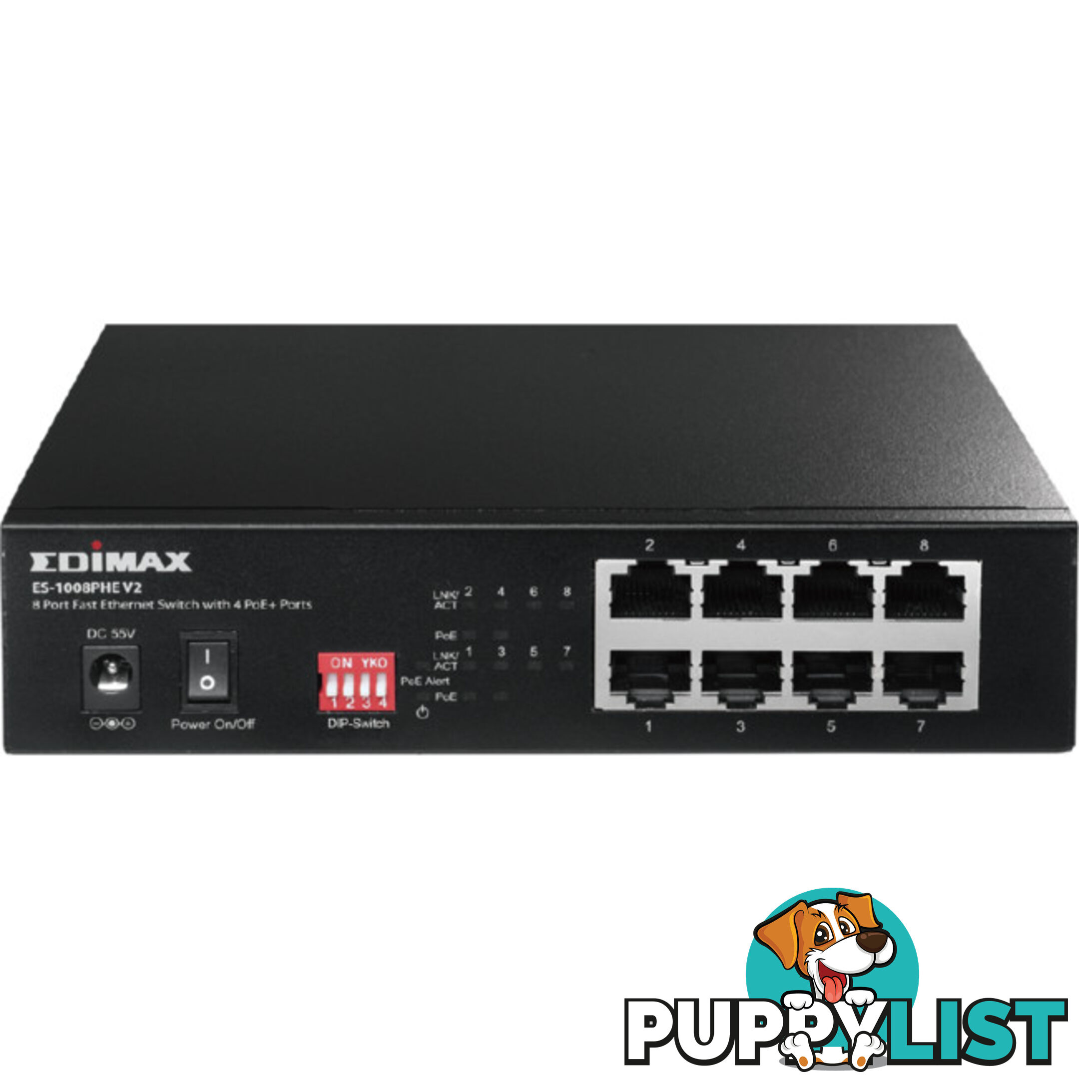 ES1008PHEV2 8 PORT POE SWITCH WITH DIP 4 X POE PORTS 200M