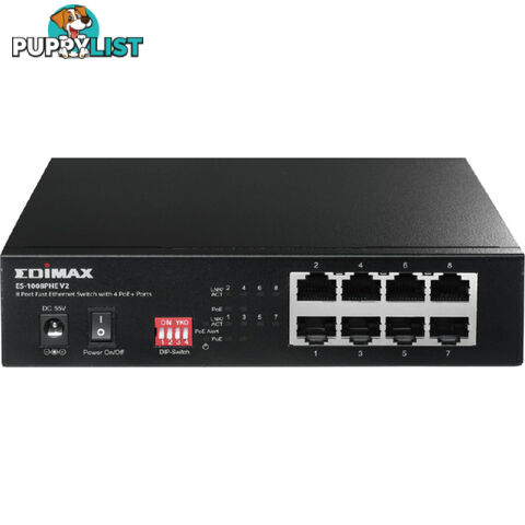 ES1008PHEV2 8 PORT POE SWITCH WITH DIP 4 X POE PORTS 200M