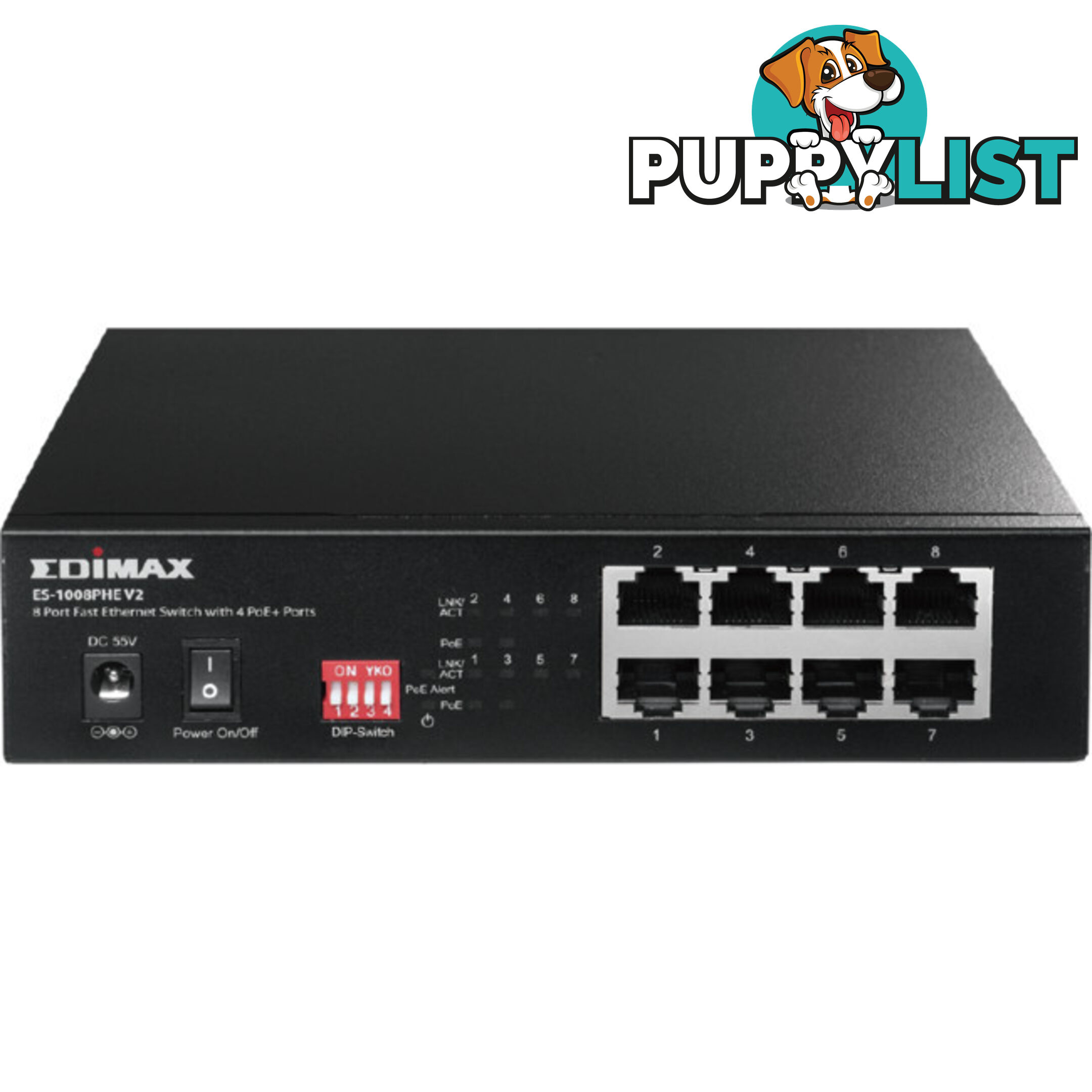 ES1008PHEV2 8 PORT POE SWITCH WITH DIP 4 X POE PORTS 200M