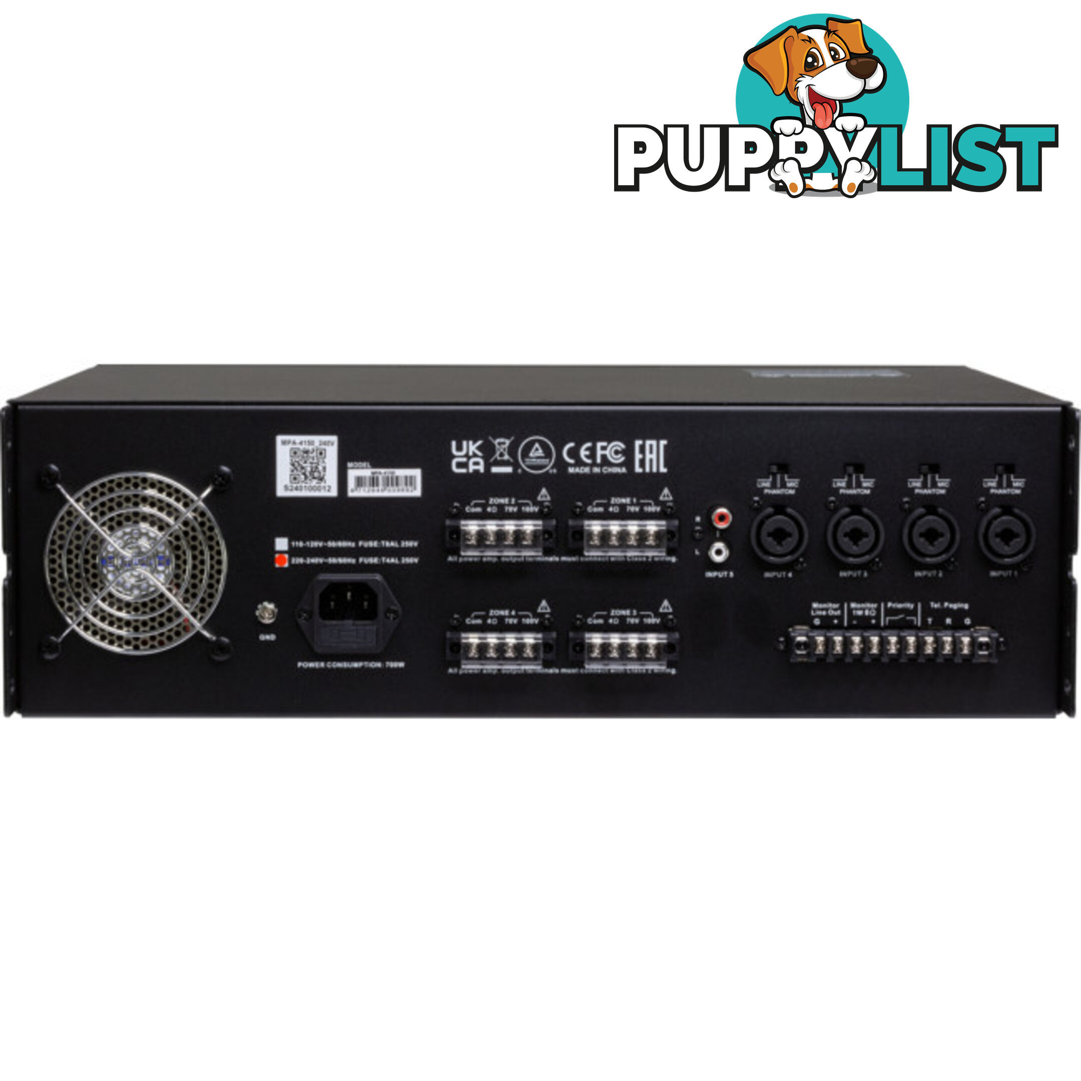 MPA4150 4 ZONE CLASS D AMPLIFIER WITH MP3 USB BT 150W*4 5 LINE/MIC IN