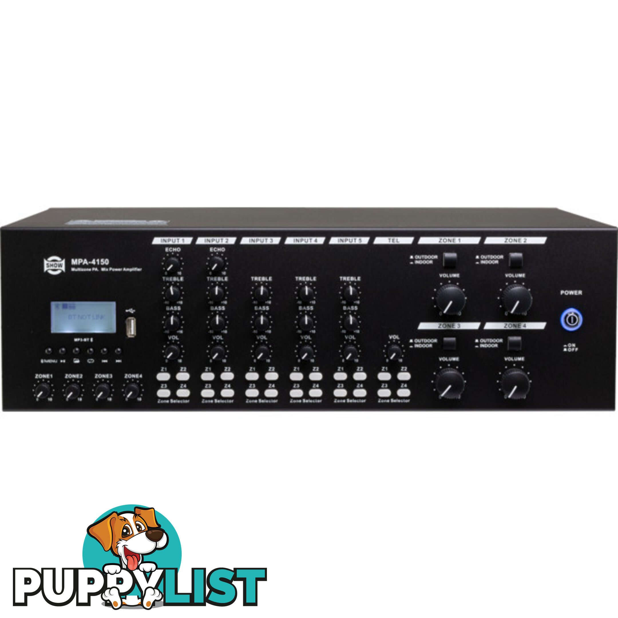 MPA4150 4 ZONE CLASS D AMPLIFIER WITH MP3 USB BT 150W*4 5 LINE/MIC IN