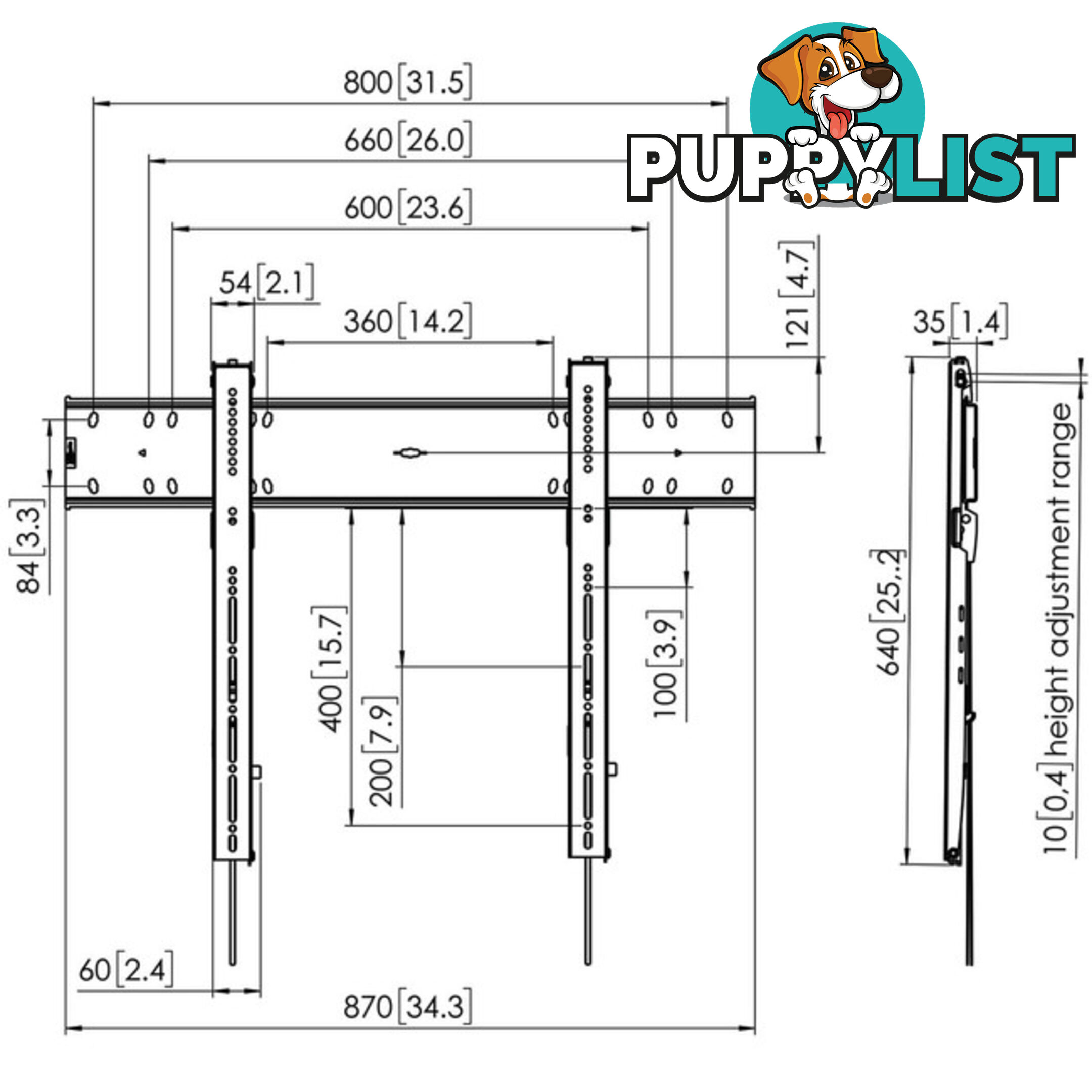 PFW6800 55"-80" 100KG FLAT WALL MOUNT VESA 800X400