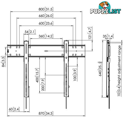 PFW6800 55"-80" 100KG FLAT WALL MOUNT VESA 800X400