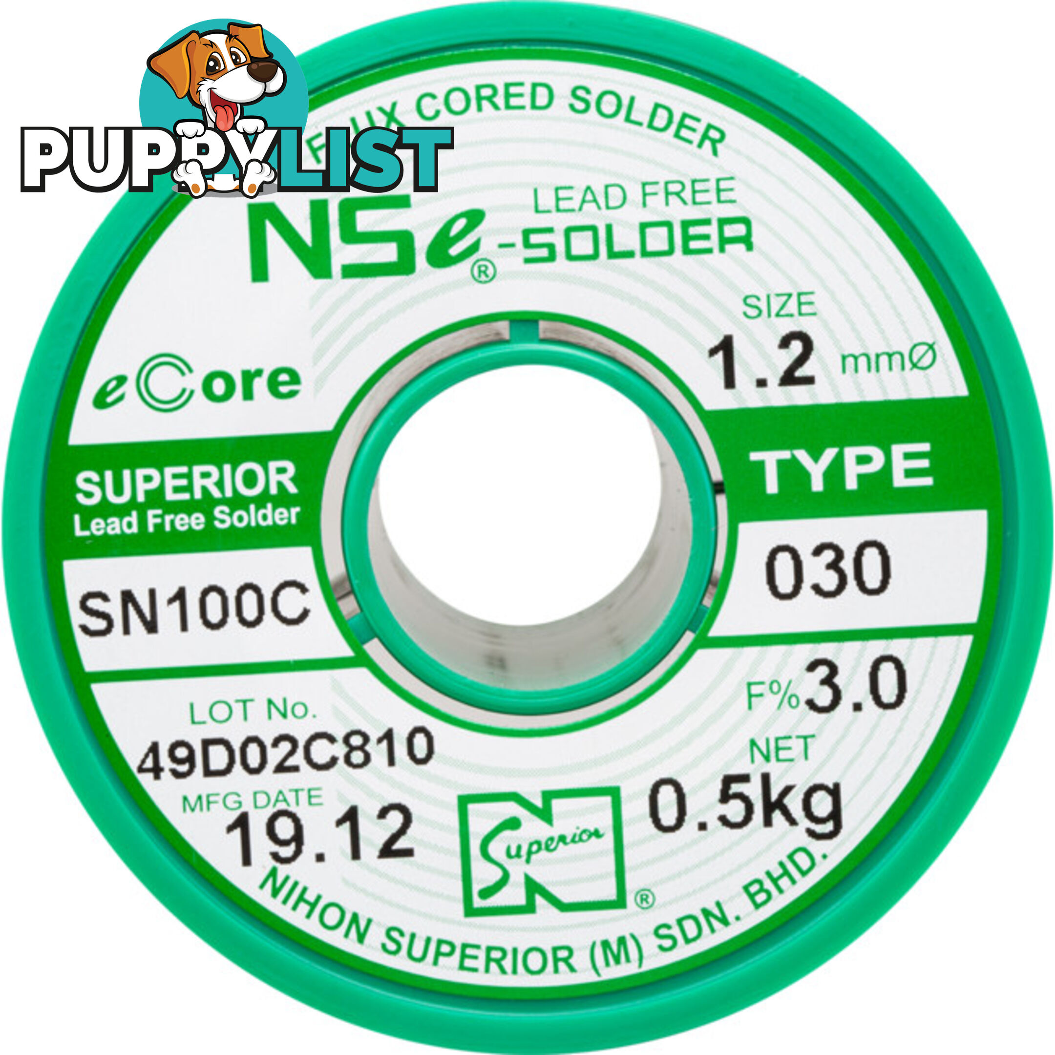 LF1.2SN100C.5K 1.2MM LEAD FREE SOLDER 500G NIHON SUPERIOR SN100C