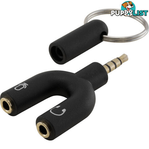 PA1080BL 4-POLE TO STEREO AND MIC ADAPTOR TRRS PLUG TO 3.5MM OMTP BLACK