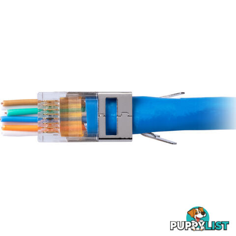 T3SPSC6GS1.35-50 STP RJ45 SHIELDED CAT6 SNAP PLUG WITH COPPER STRIP EXT GROUND 2PC 1.35MM PACK OF 50