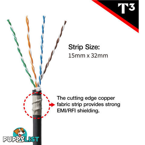 T3SPSC6GS1.35-50 STP RJ45 SHIELDED CAT6 SNAP PLUG WITH COPPER STRIP EXT GROUND 2PC 1.35MM PACK OF 50