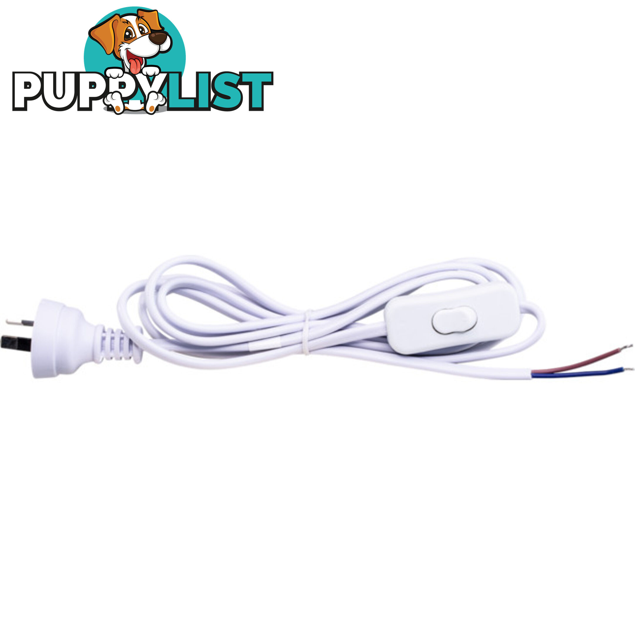 18WS INLINE SWITCH POWER LEAD WHITE 2.3M 2 CORE