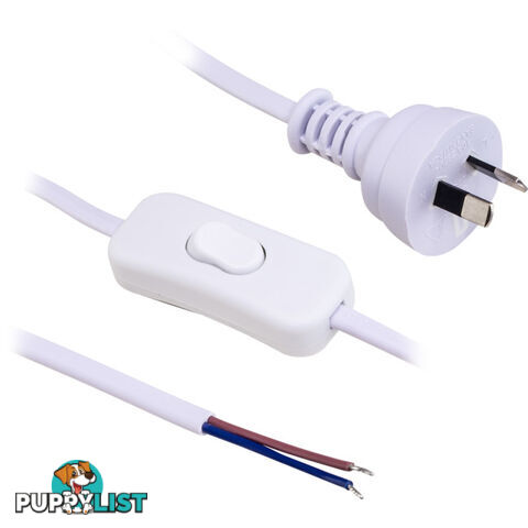 18WS INLINE SWITCH POWER LEAD WHITE 2.3M 2 CORE