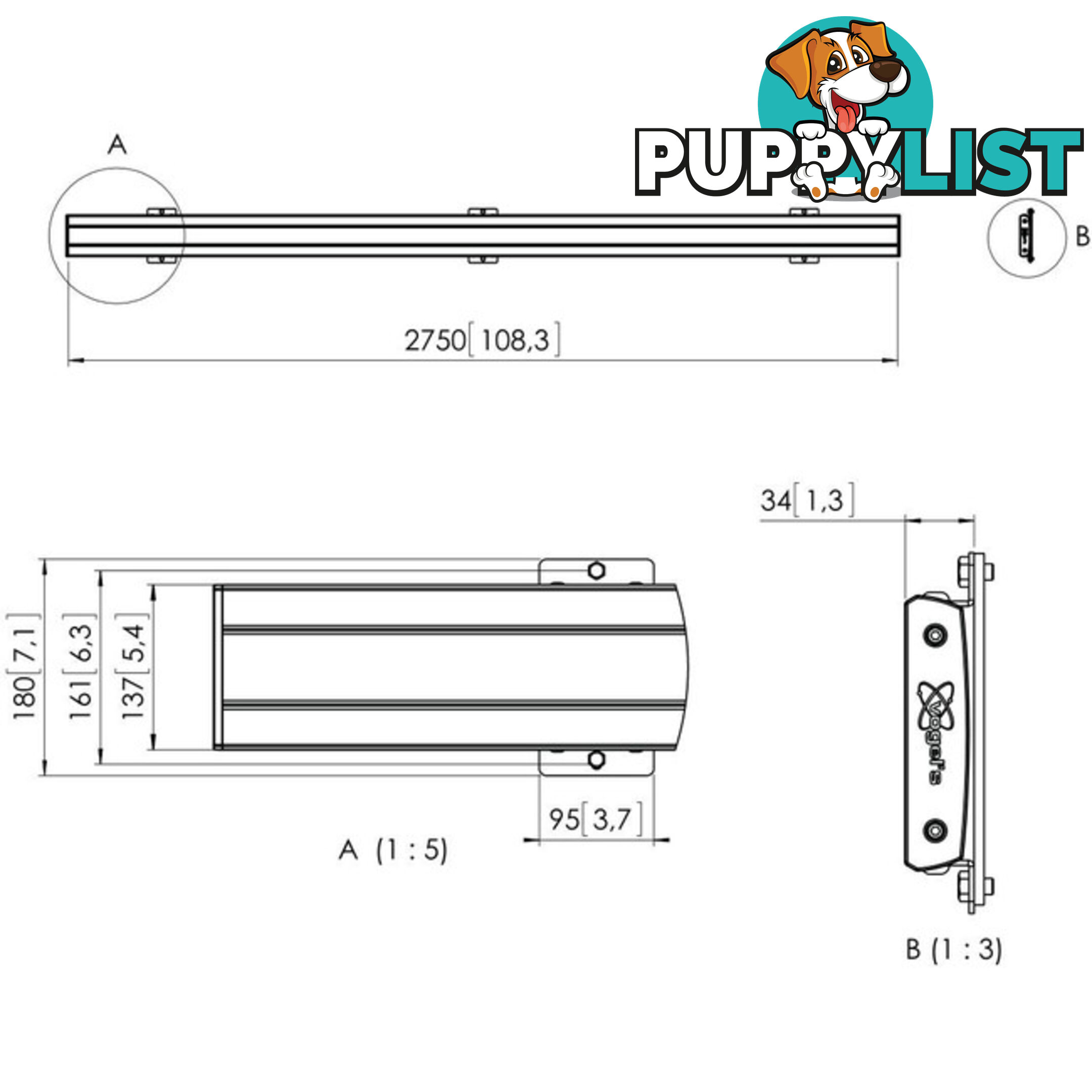 PFB3427 BLACK 2765 MM INTERFACE BAR VOGEL'S