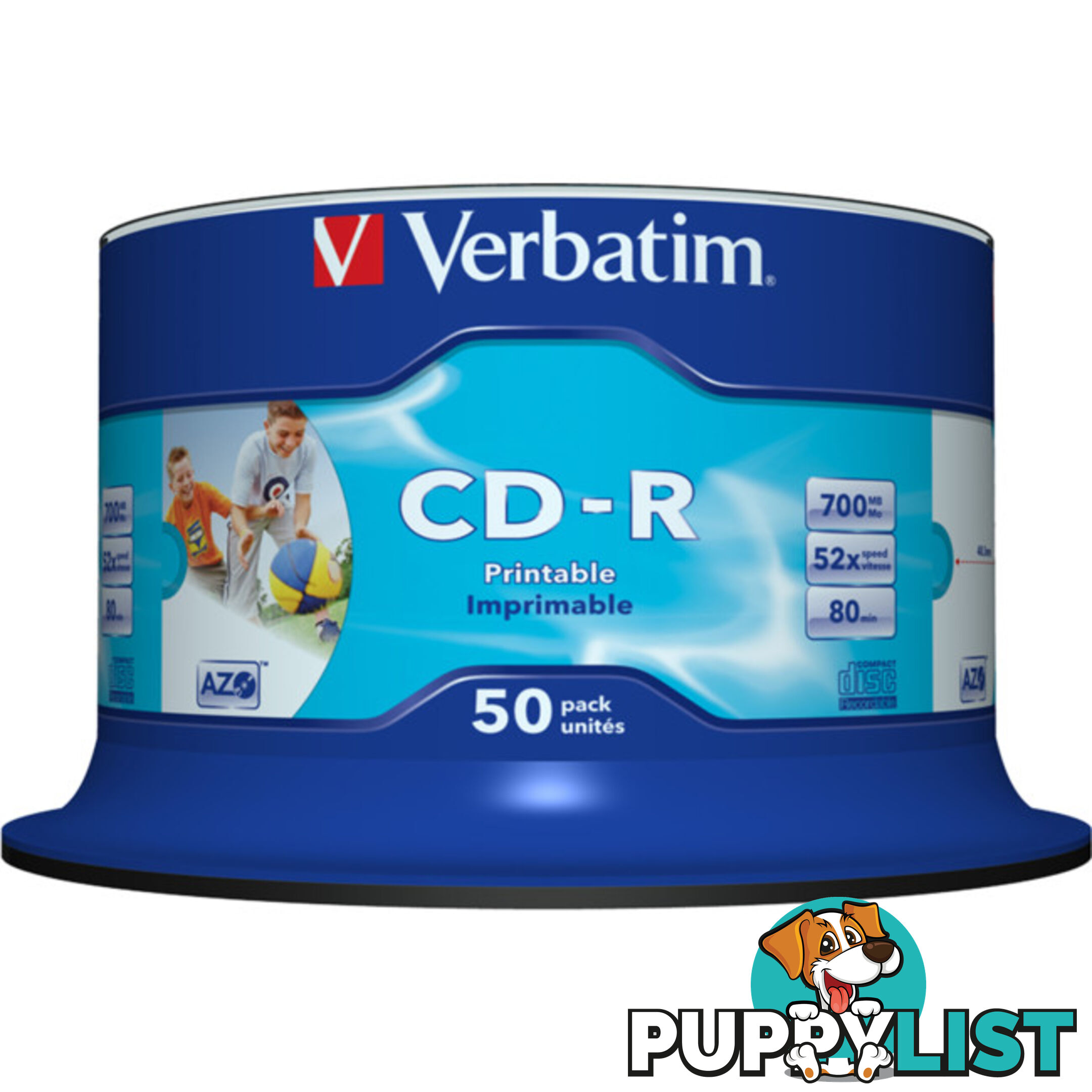 VCDR-50P 50PK VERBATIM CD-R PRINTABLE SPINDLE / BUCKET