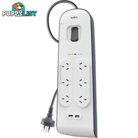 BSV604AU2M 2.4 AMP USB CHARGING 6 WAY POWER BOARD SURGE PROTECTION